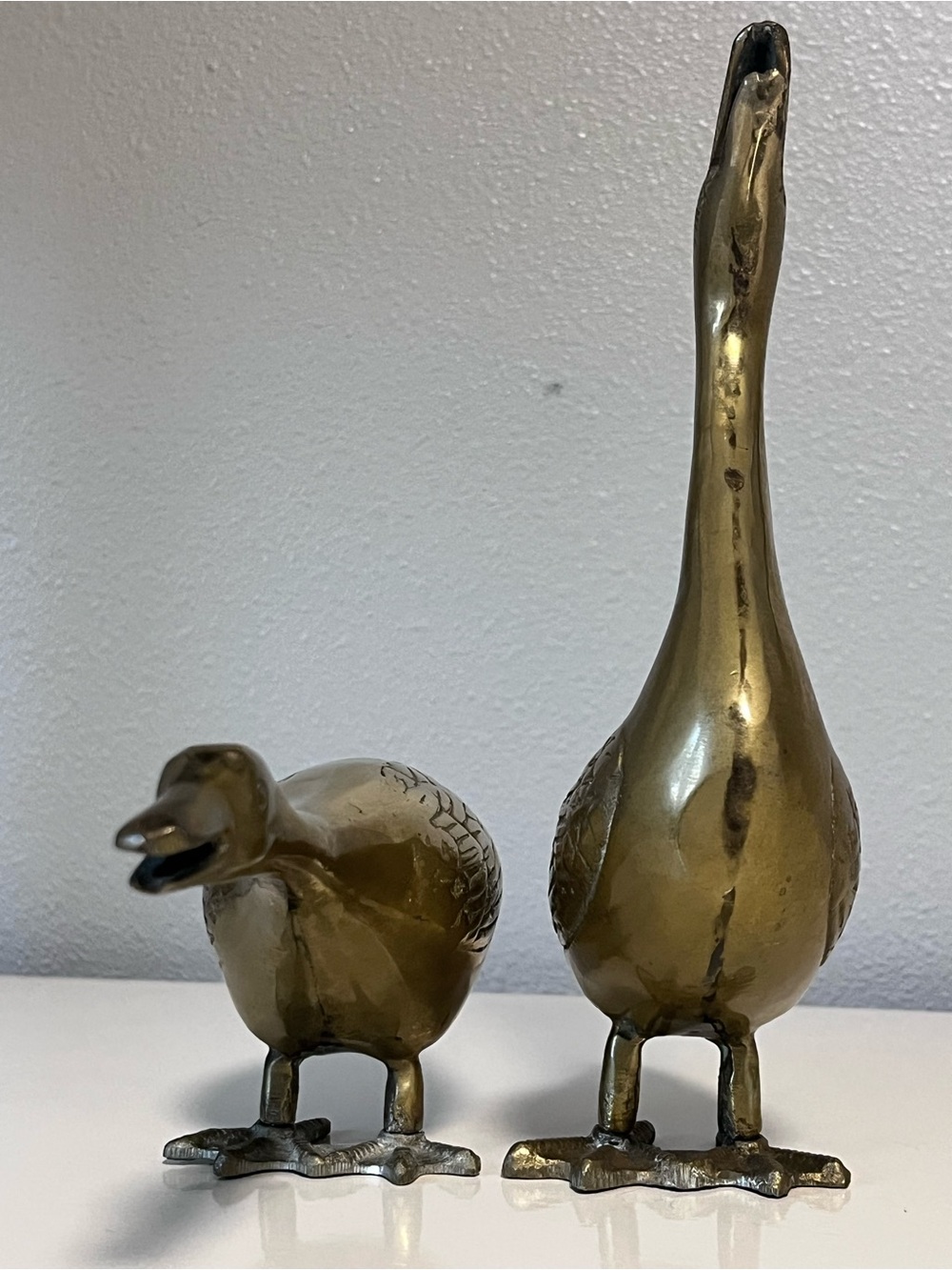 Vintage Brass Goose Figurines Set of 2 Mid Century Hollywood Regency Decor 9” - Picture 7 of 16